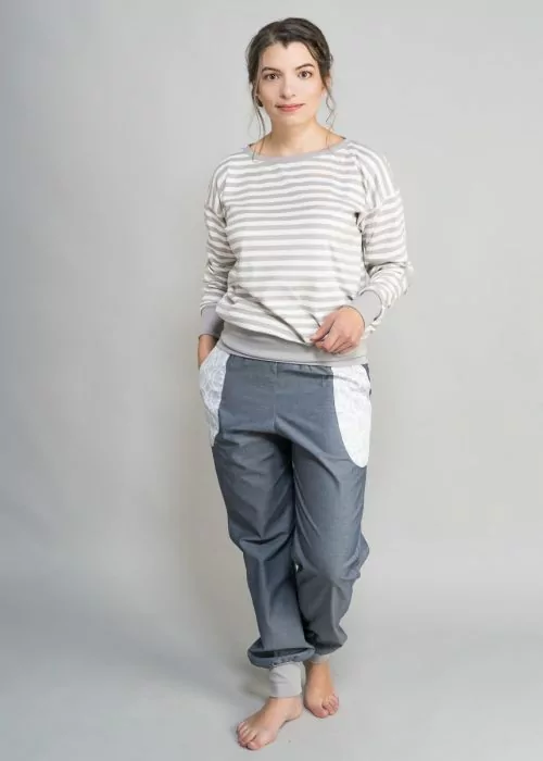 graue Hose mit weichem Bund